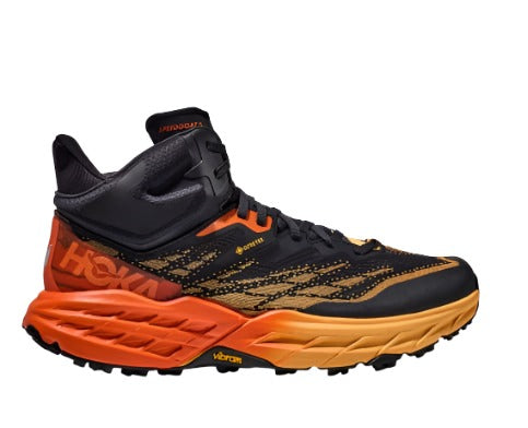 Hoka Men's Speedgoat 5 Mid GTX Footwear Hoka One One Blue Graphite/Amber Yellow-BGAY 8