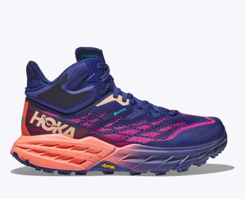 Hoka Women's Speedgoat 5 Mid GTX Footwear Hoka One One Bellwether Blue/Camellia-BBCML 6.5