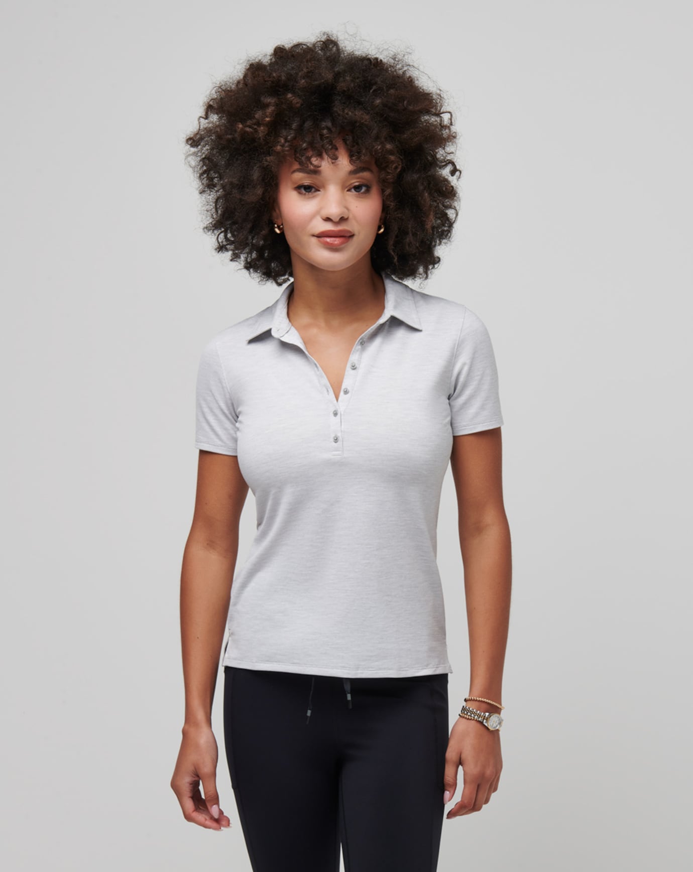 TravisMathew Women's Featherweight Active Polo Apparel TravisMathew Heather Light Grey XSmall