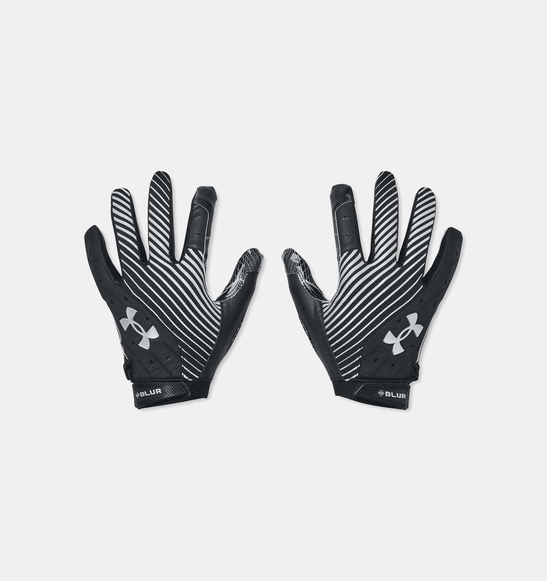 Under Armour Men's Blur Football Gloves Accessories Under Armour Black/Metallic Silver-001 Small