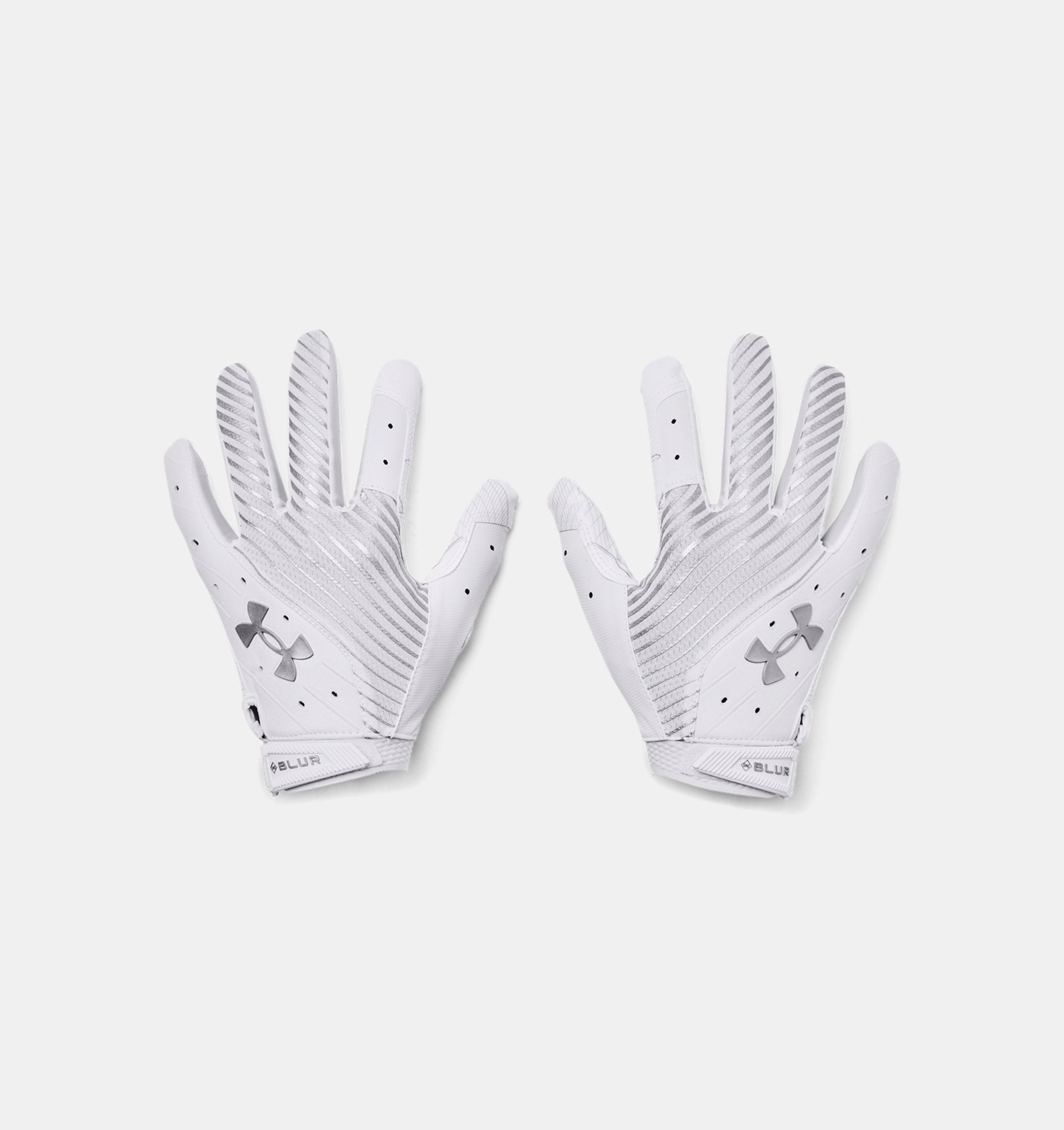 Under Armour Men's Blur Football Gloves Accessories Under Armour White/Metallic Silver-100 Small 