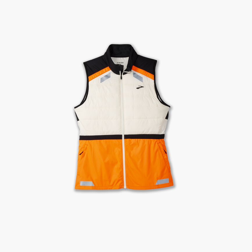 Brooks Women's Run Visible Insulated Vest 2.0 Apparel Brooks Ecru/Fluoro Flash/Black-167 XSmall