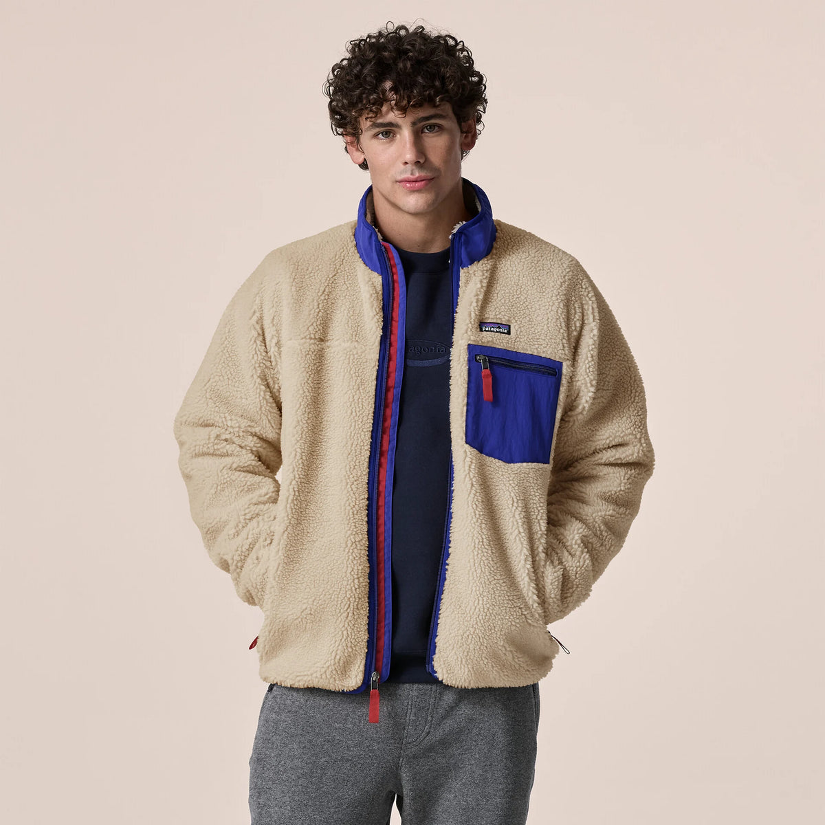 Patagonia Men's Classic Retro-X® Fleece Jacket Apparel Patagonia Dark Natural w/Cobalt Blue-DNLC Small