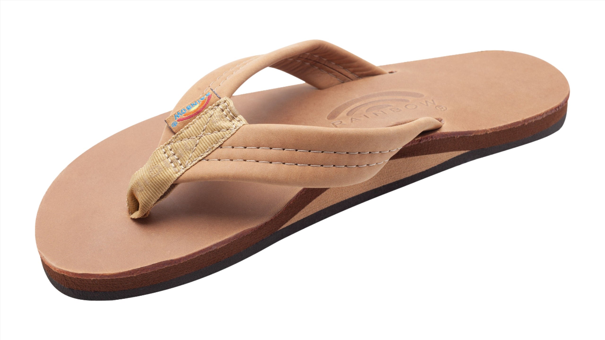 Rainbow Mens Luxury Leather Single Layer Thick Strap Sandal Footwear Rainbow Sandals Buckskin Small 7.5-8.5