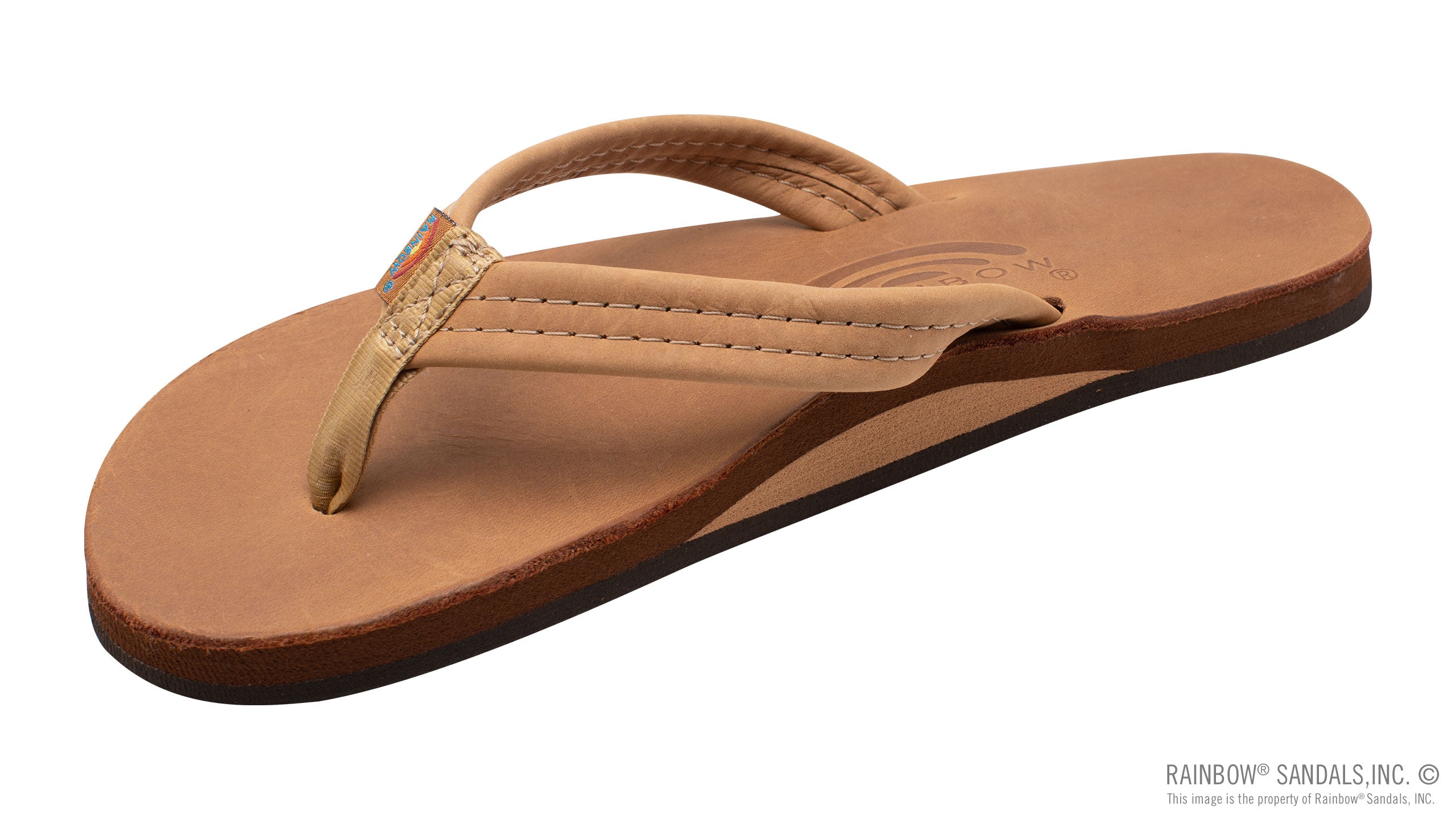 Rainbow Womens Luxury Leather Single Layer 3/4 Strap Sandal Footwear Rainbow Sandals Buckskin Small (5-6.5)
