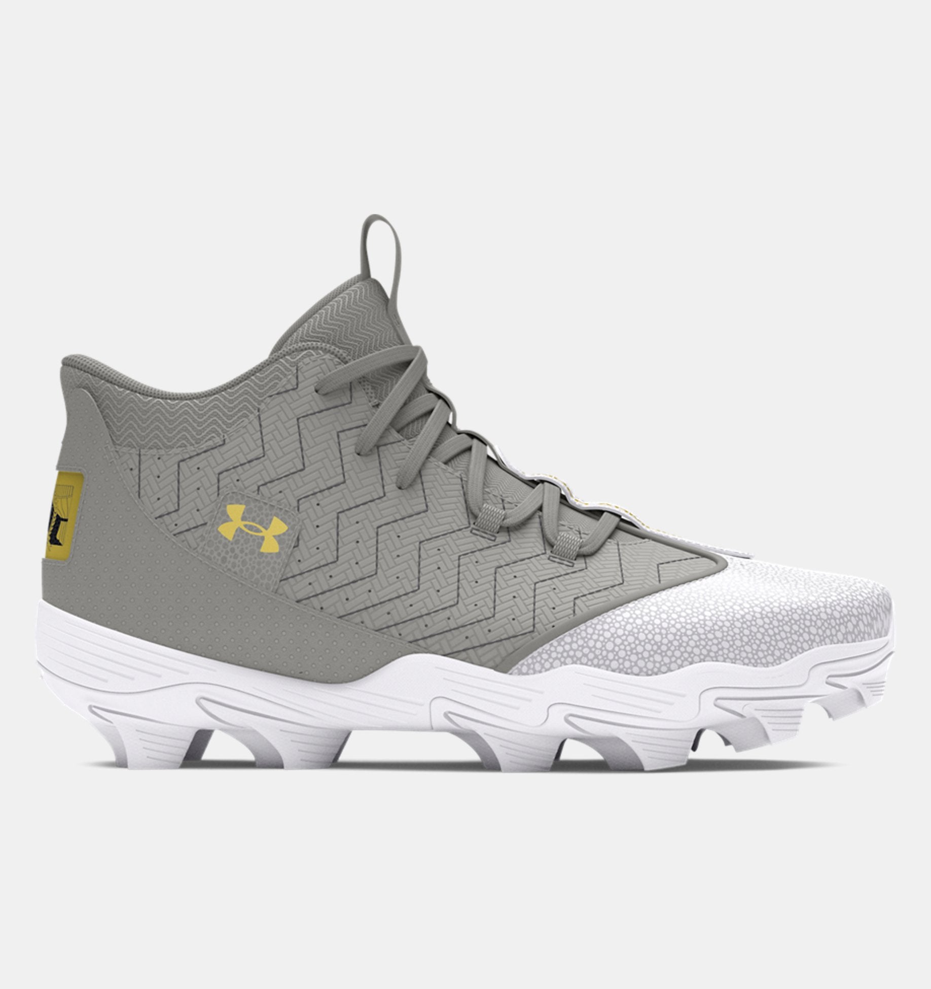 Under Armour Harper 9 RM Baseball Cleats Footwear Under Armour Baseball Gray/Metallic Gold-102 6.5