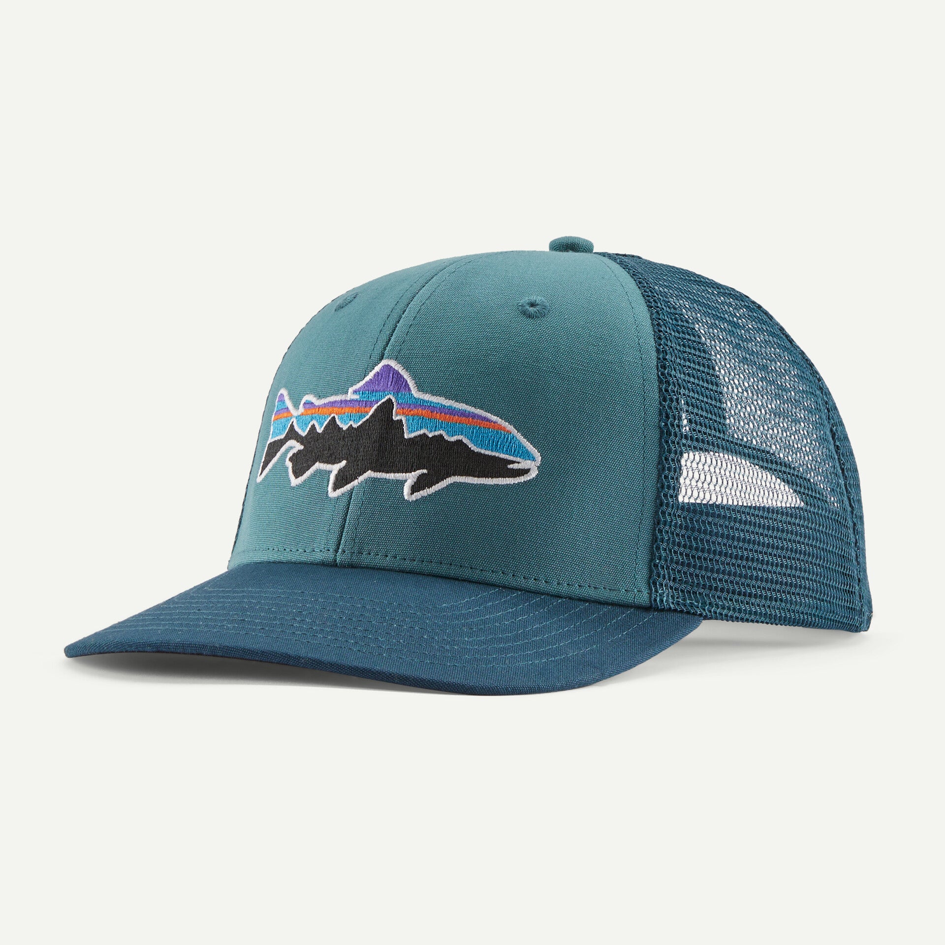 Patagonia Fitz Roy Trout Trucker Hat Accessories Patagonia Wetland Blue-WLDB