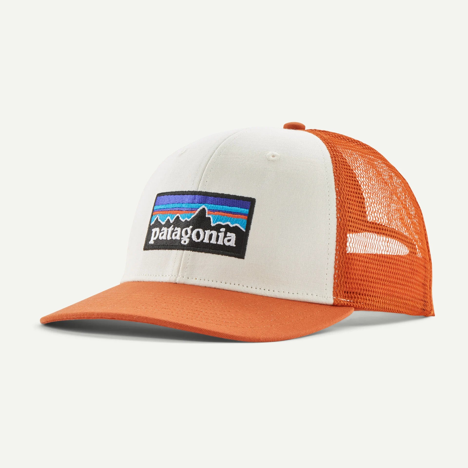 Patagonia P-6 Logo Trucker Hat Accessories Patagonia White/Redtail Rust