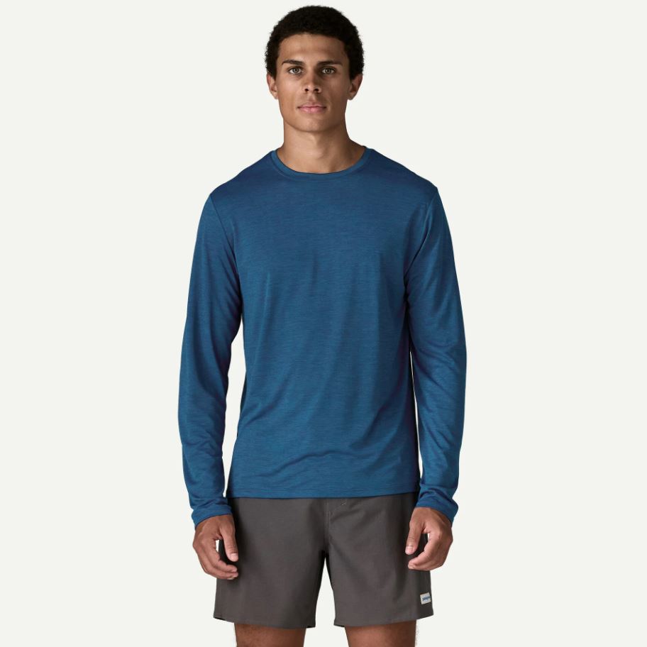 Patagonia Men's Long Sleeve Capilene Cool Daily Shirt Apparel Patagonia Smolder Blue/Light Smolder Blue X-Dye-SBLX Small