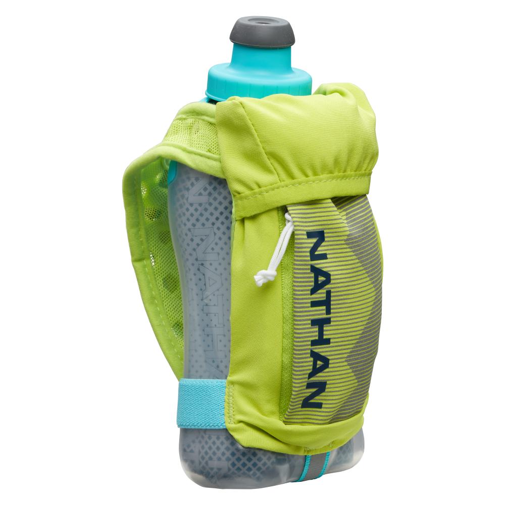Nathan QuickSqueeze Plus Insulated Handheld Bottle 12oz Hydration United Sports Brands Fresh Lime/Estate Blue-50167