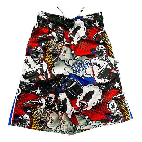 Flow Society Boys' Mid Length Attack Shorts Apparel Flow Society Comic Football XSmall