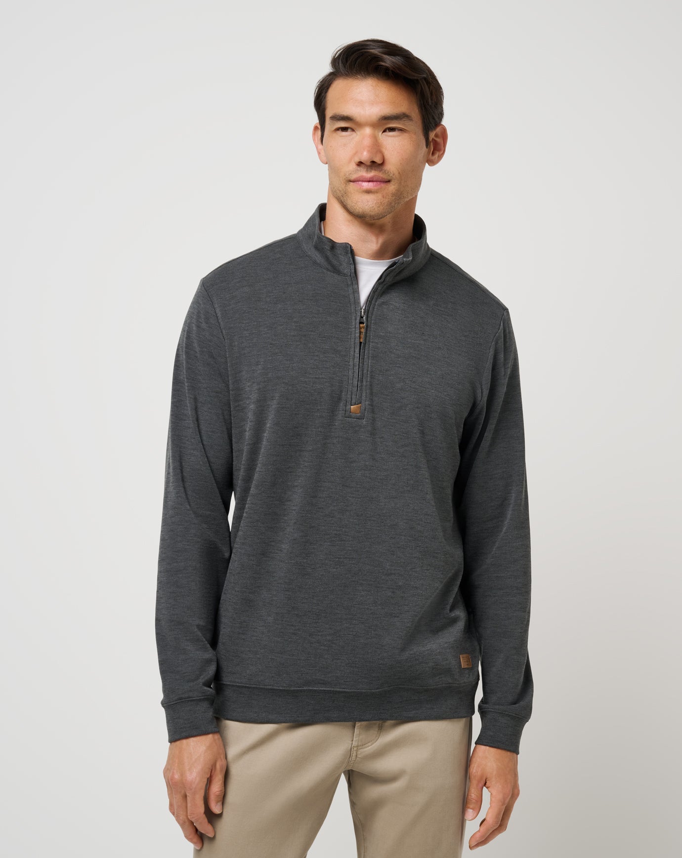 TravisMathew Men's Cloud Sweater Quarter Zip Apparel TravisMathew Heather Black Small