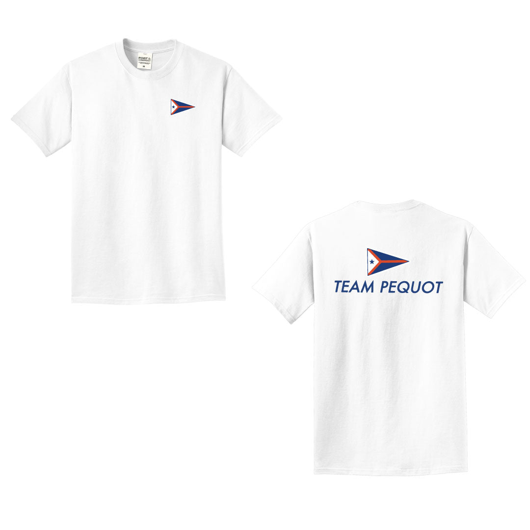 PYC Beach Washed Cotton Short Sleeve Logowear Pequot Yacht Club White Adult S