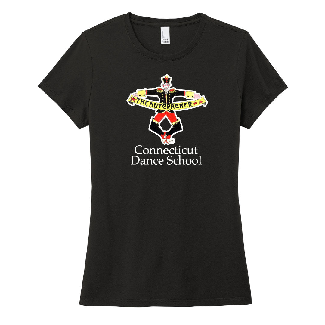 CT Dance Nutcracker Cotton Blend Short Sleeve Logowear Connecticut Dance School Black Ladies S