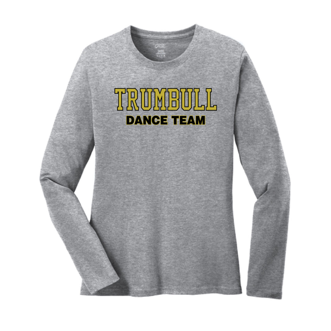 THS Dance Cotton Long Sleeve Logowear Trumbull Dance Team Sport Grey Ladies XS