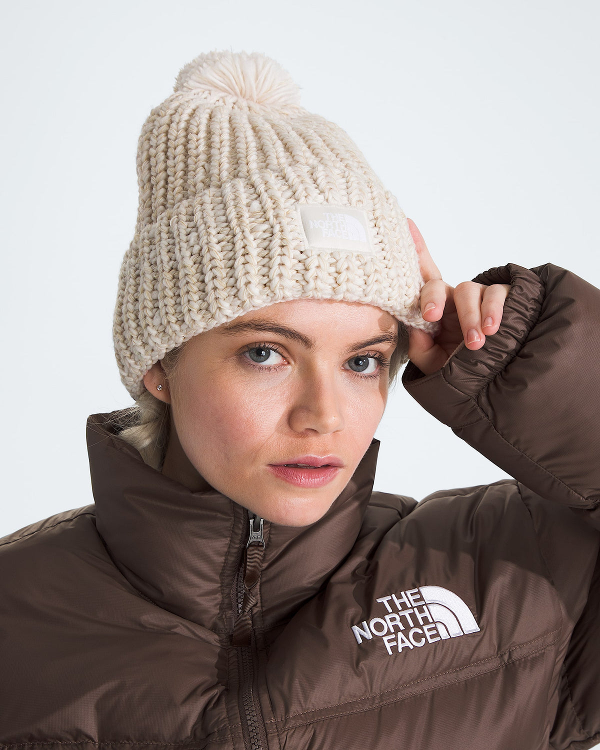 The North Face Cozy Chunky Cabin Beanie Accessories North Face Gardenia White/Gravel/Khaki Stone/Gardenia White-86I