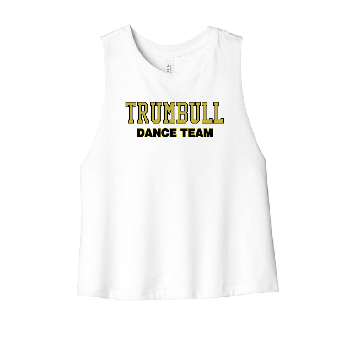 THS Dance Racerback Cropped Tank Logowear Trumbull Dance Team White Ladies XS