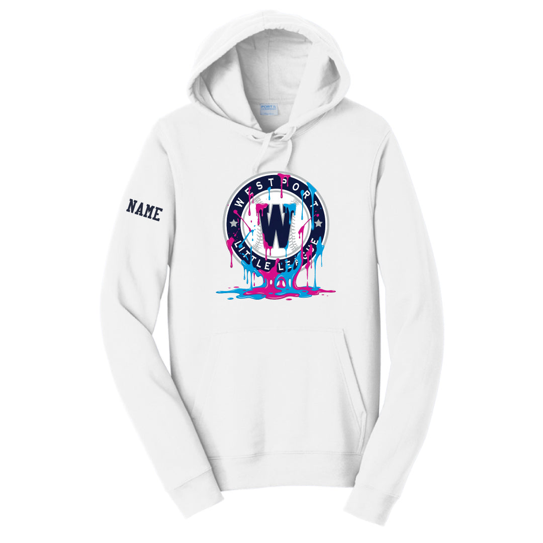 Westport LL Baseball Drip Hoodie Logowear Westport Little League Baseball White Youth XS