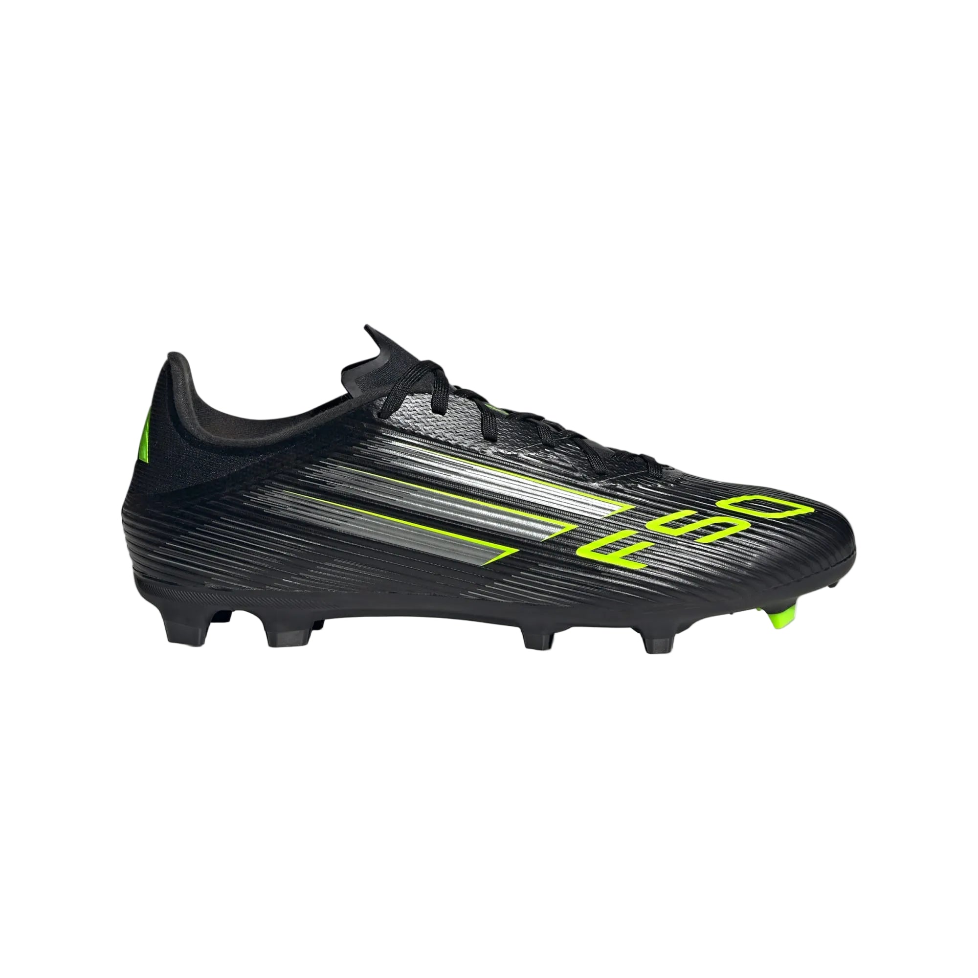 adidas F50 League FG/MG Soccer Cleats Footwear Adidas Core Black/Iron Metallic/Lucid Lemon-JI0007 6.5