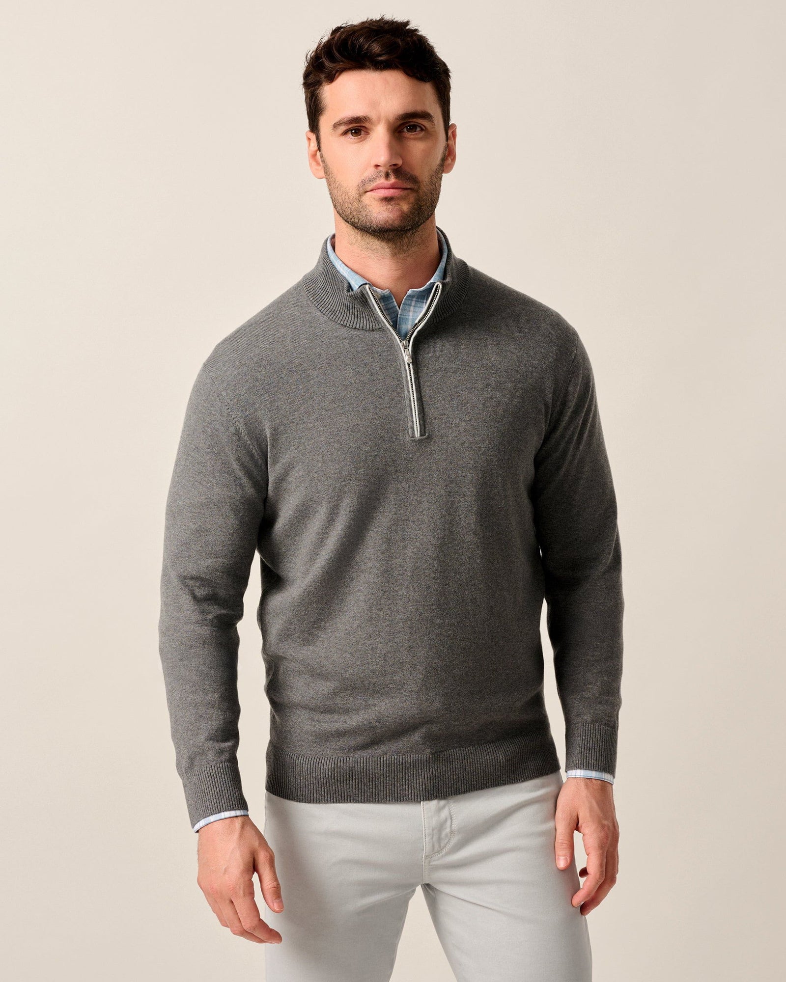 Johnnie-O Men's Desmond Plaited Cotton Blend 1/4 Zip Sweater