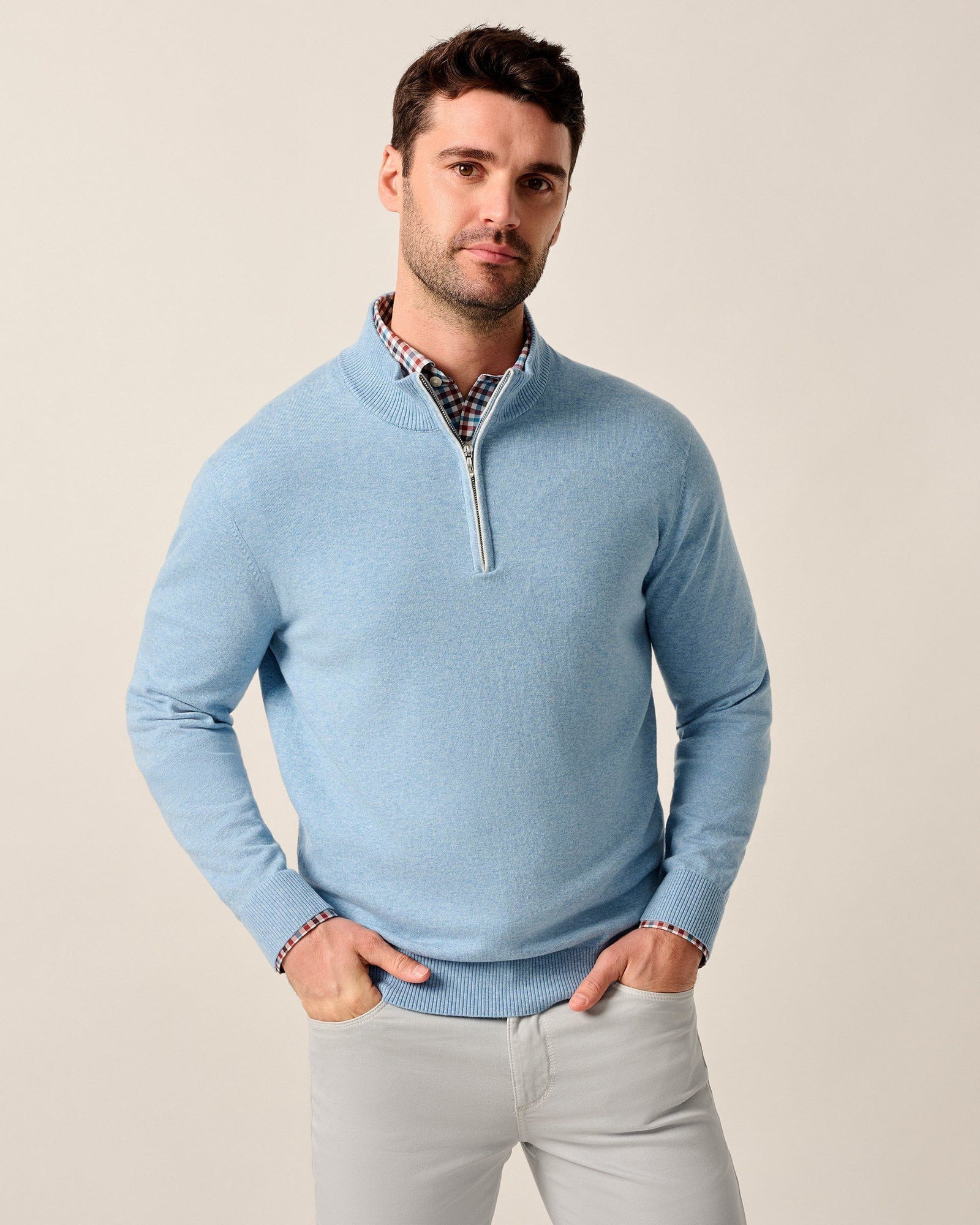 Johnnie-O Men's Desmond Plaited Cotton Blend 1/4 Zip Sweater