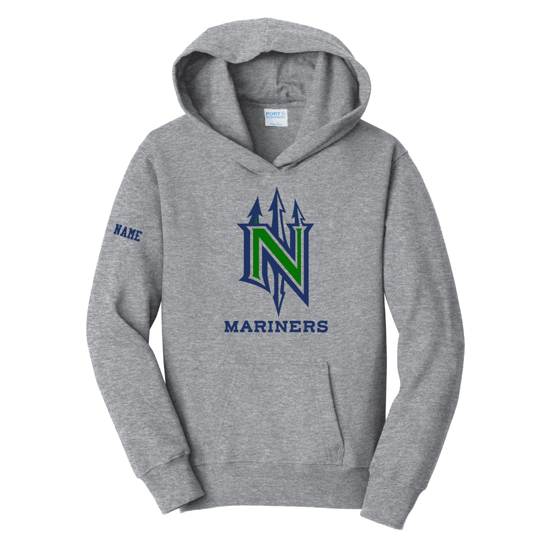 NYB Mariners Hooded Sweatshirt- Full Chest Logowear Norwalk Youth Baseball Grey Youth S