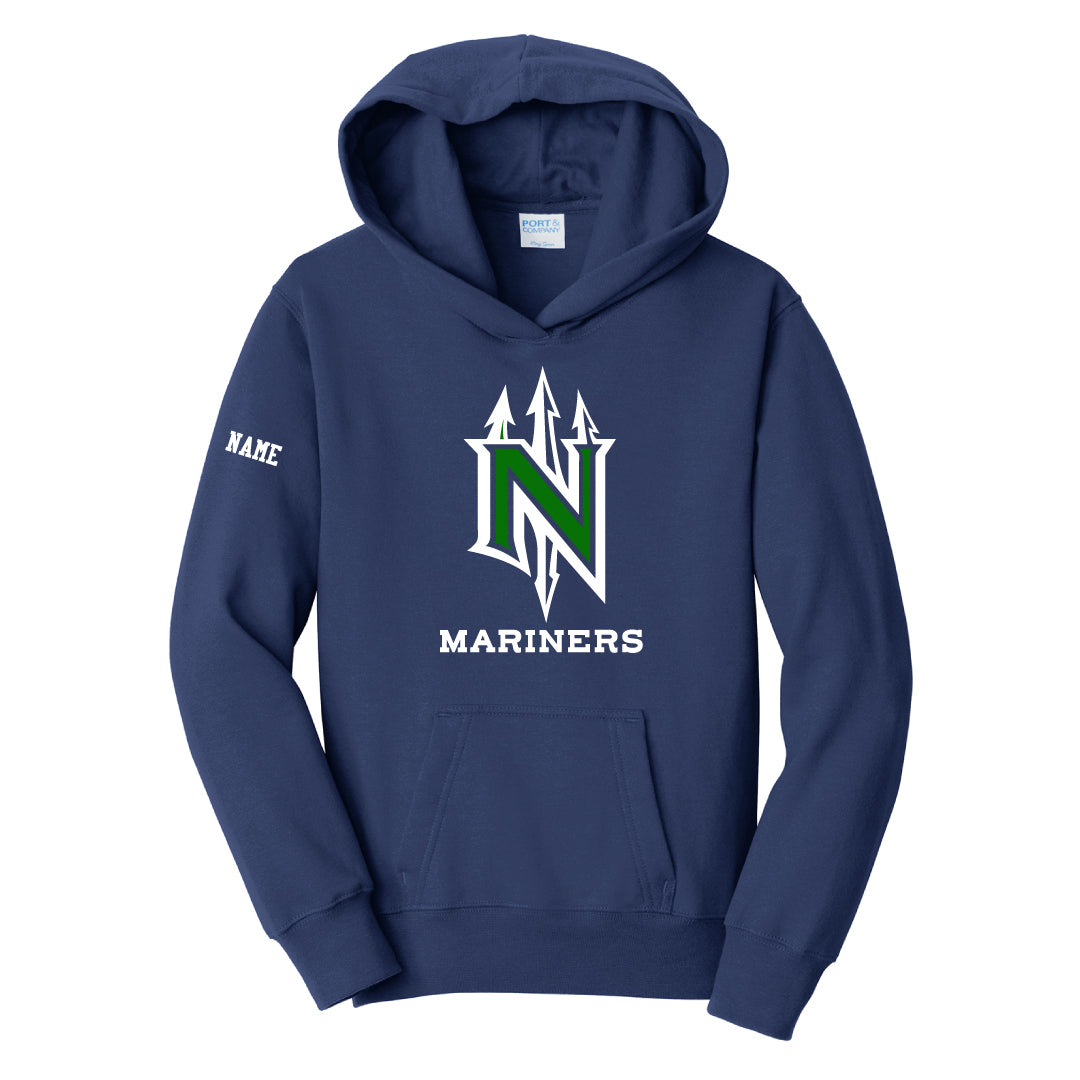 NYB Mariners Hooded Sweatshirt- Full Chest Logowear Norwalk Youth Baseball Navy Youth S
