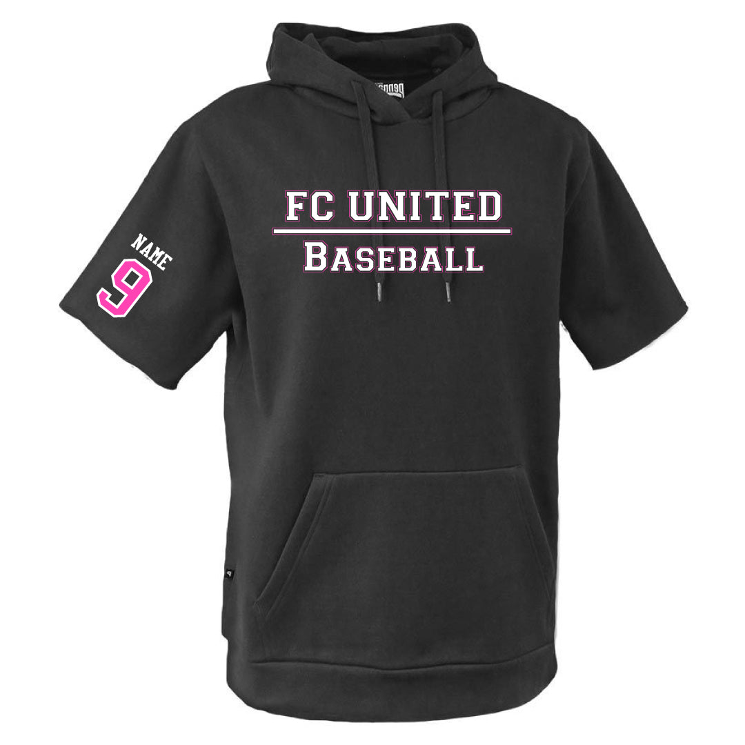 FCU Travel Baseball Fleece Short Sleeve Hoodie TEXT