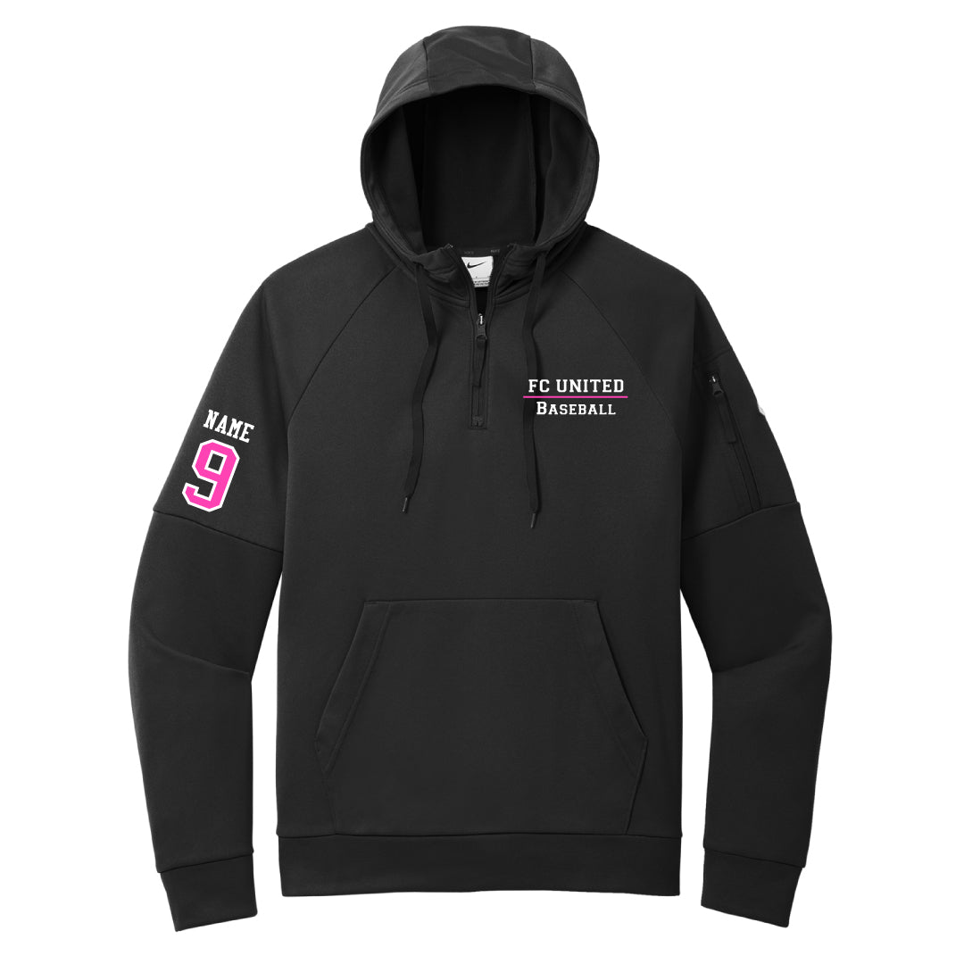 FCU Travel Baseball Nike Therma-FIT Pocket 1/4-Zip Fleece Hoodie -TEXT Logowear FCU Travel Baseball Black Adult XS