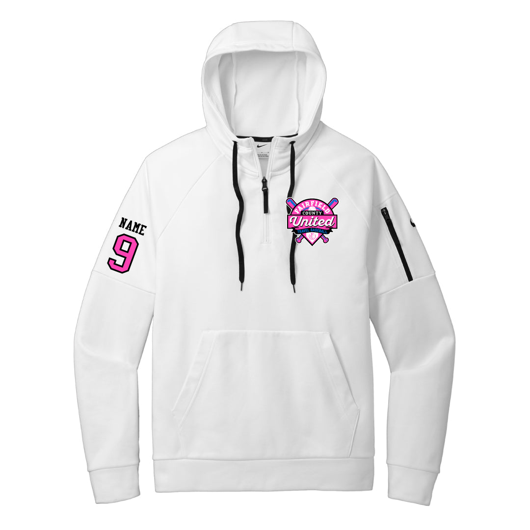 FCU Travel Baseball Nike Therma-FIT Pocket 1/4-Zip Fleece Hoodie Logowear FCU Travel Baseball White Adult XS