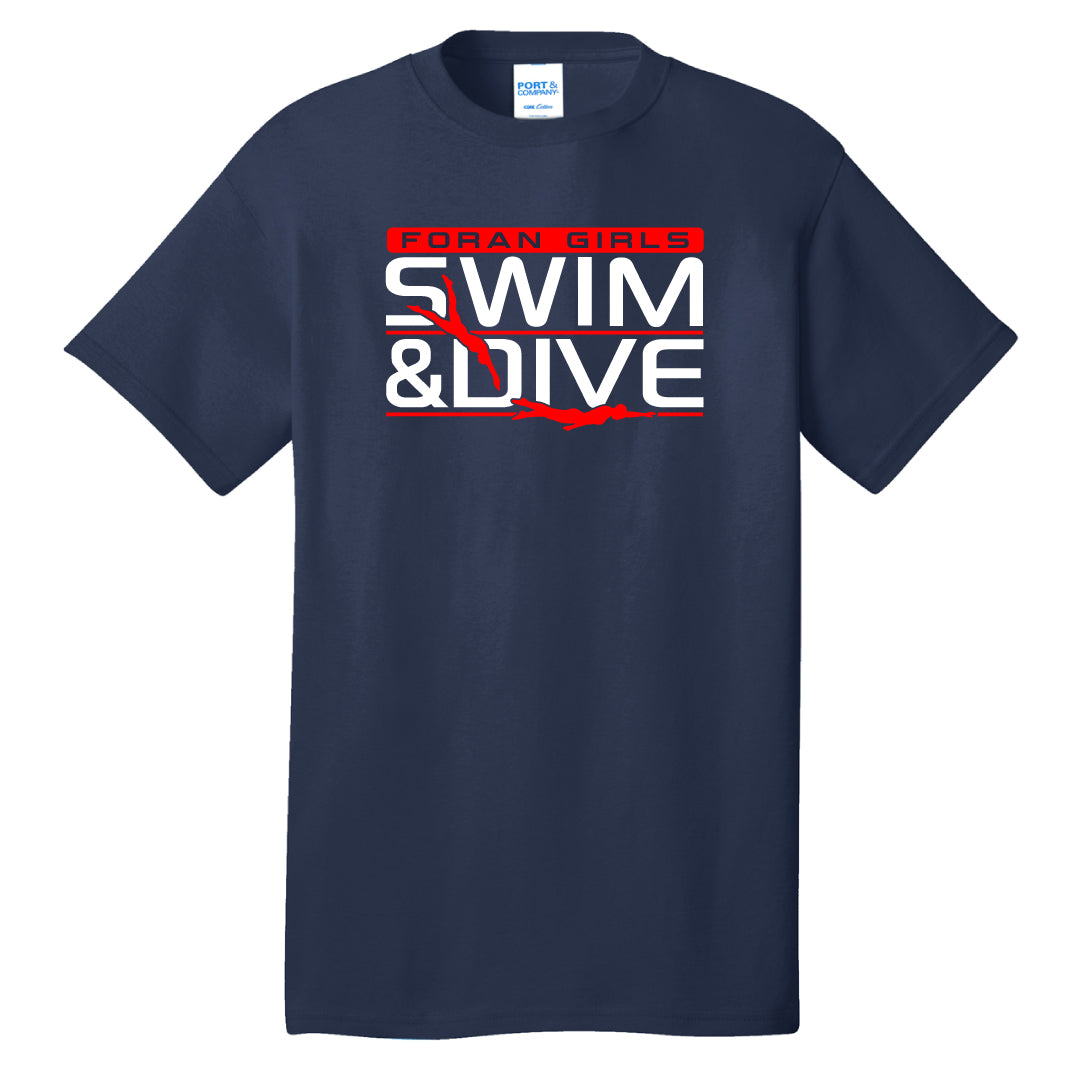 Foran Girls Swim Cotton Short Sleeve Logowear Foran Girls Swim Navy Adult S