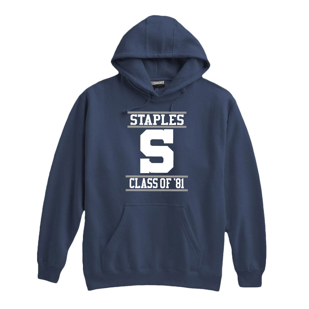 Staples High School Class of '81 Hooded Sweatshirt Logowear Staples High School Class of 1981 45th Reunion Navy Adult XS