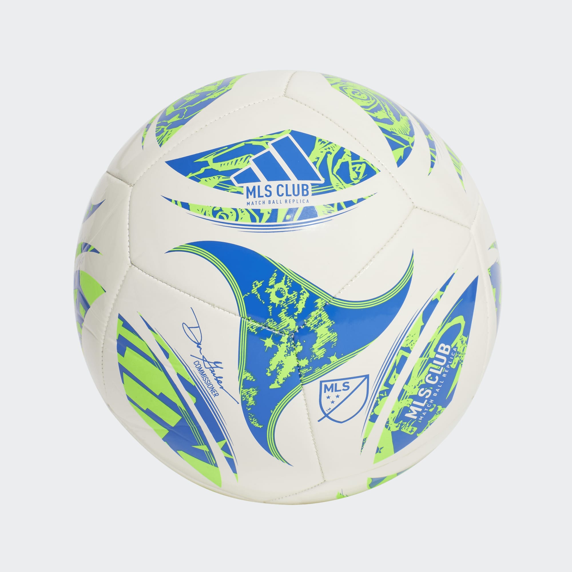 adidas MLS Club Soccer Ball Equipment Adidas White/Green/Solar Blue-JH1308 3