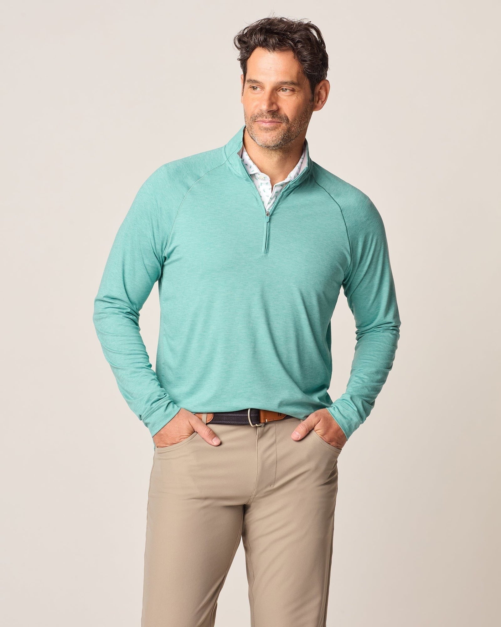 Johnnie-O Men's Freeborne PREP-FORMANCE 1/4 Zip Pullover Apparel Johnnie-O Green Grass Small