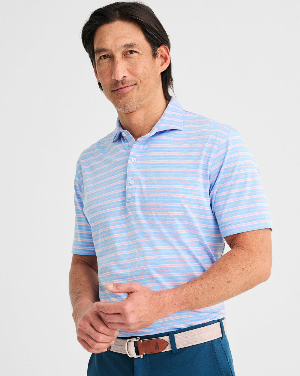 Johnnie O Mens Zayn Striped Jersey Performance Polo Apparel Johnnie-O Maliblu Small