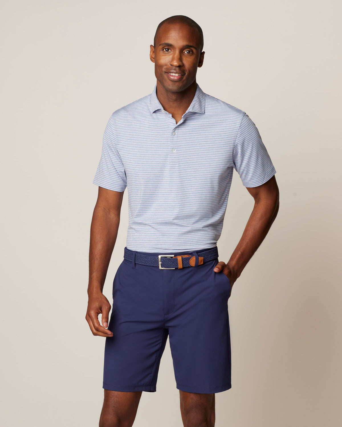Johnnie-O Men's Michael Striped Jersey Performance Polo Apparel Johnnie-O Monsoon Small