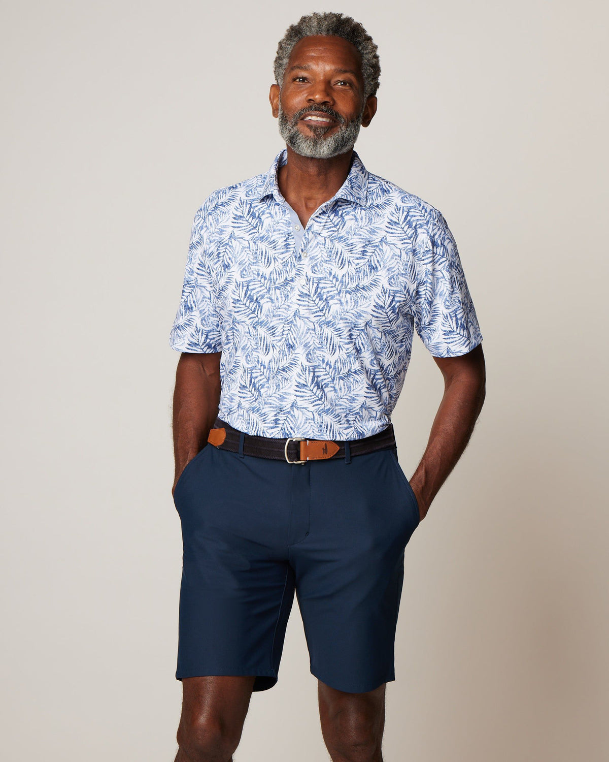 Johnnie-O Men's Aiken Printed Mesh Performance Polo Apparel Johnnie-O Lake Small