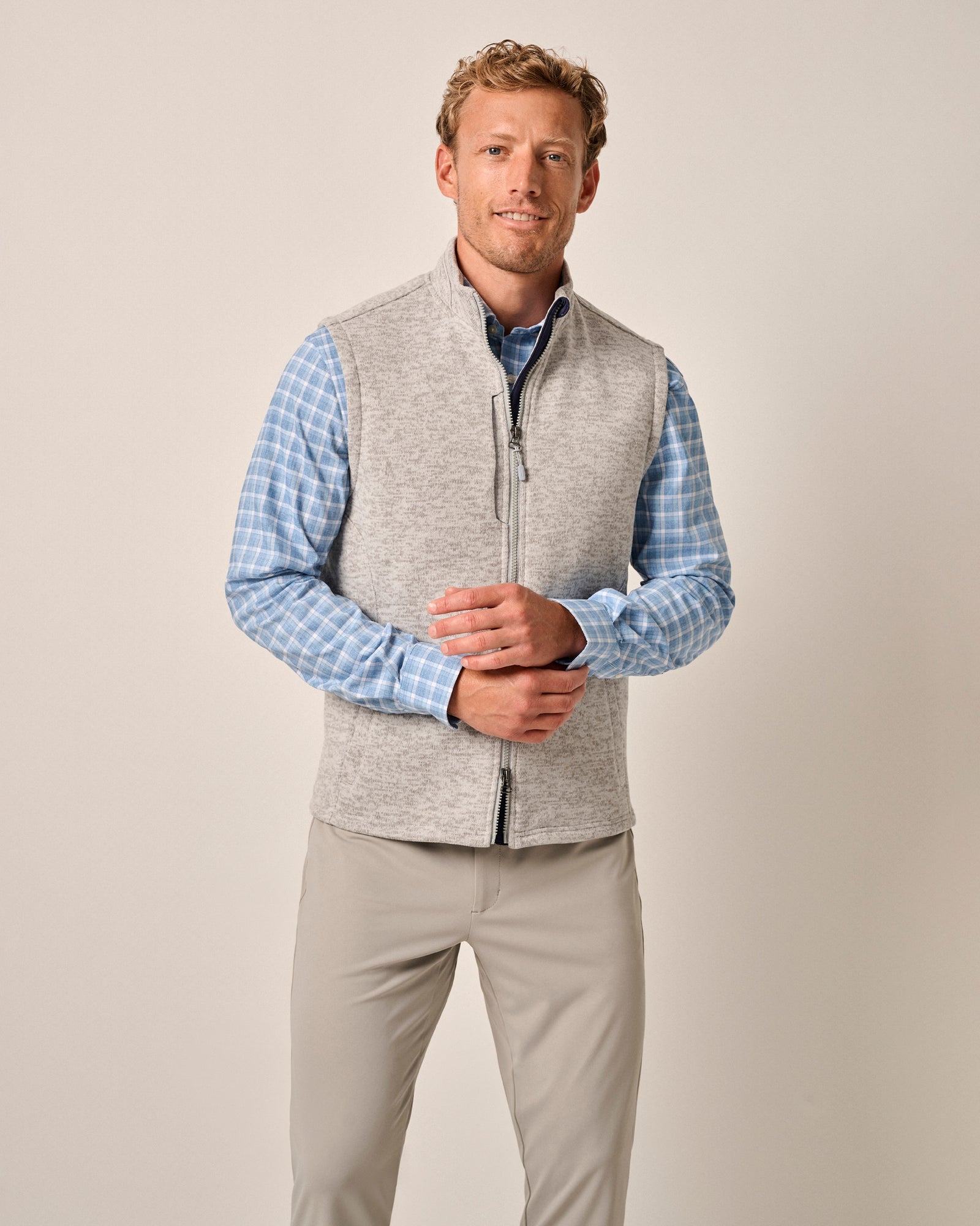 fleece vest over dress shirt The Corporate Fleece Vest Look