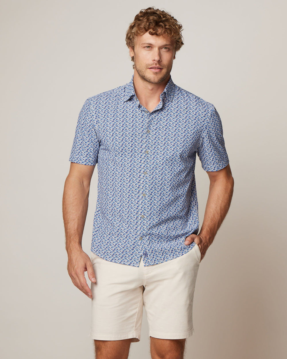 Johnnie-O Men's Bento Jersey Knit Button Up Shirt Apparel Johnnie-O Lake Small