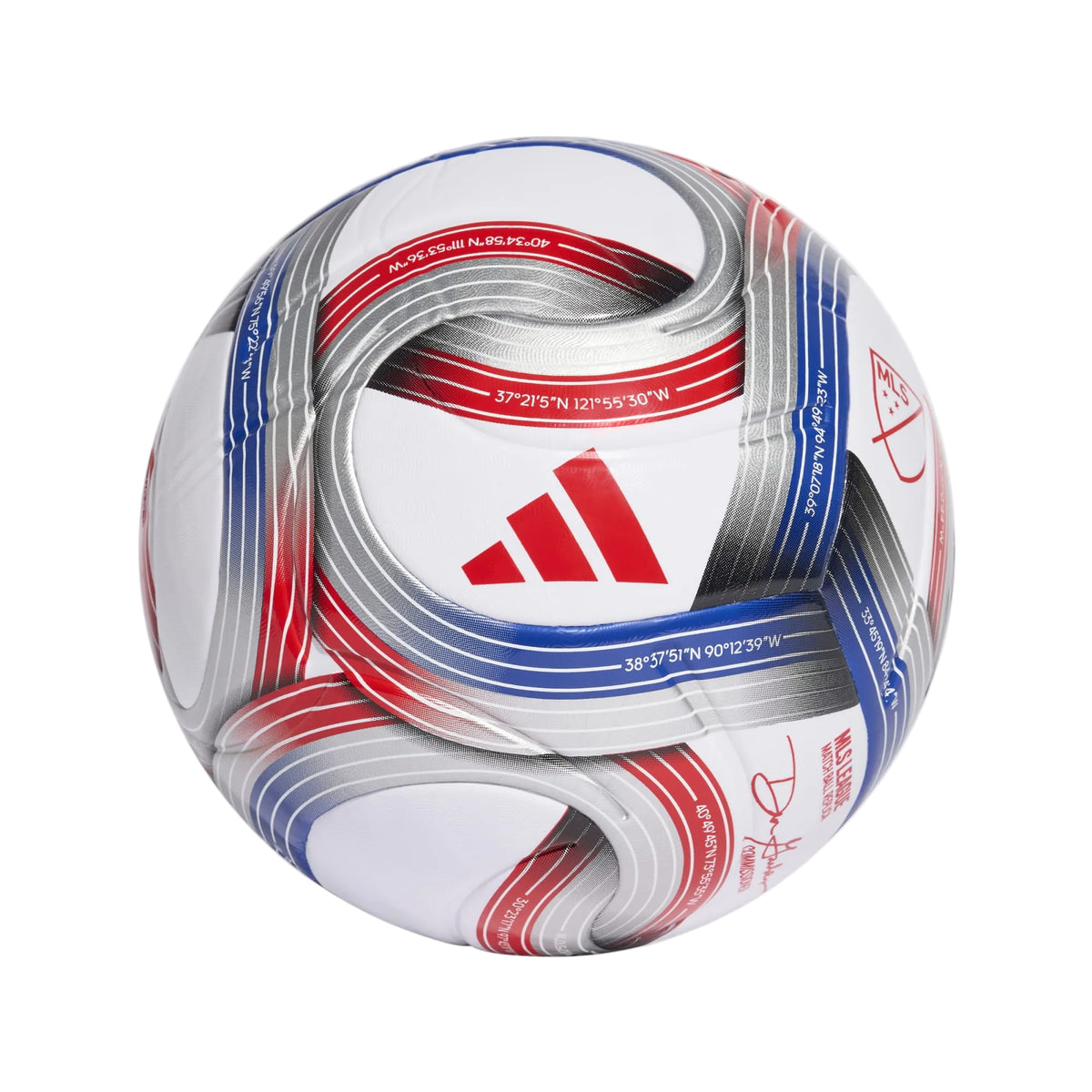 adidas MLS League NFHS Soccer Ball Equipment Adidas White/Royal Blue/Red/Silver Metallic-JW1319 4