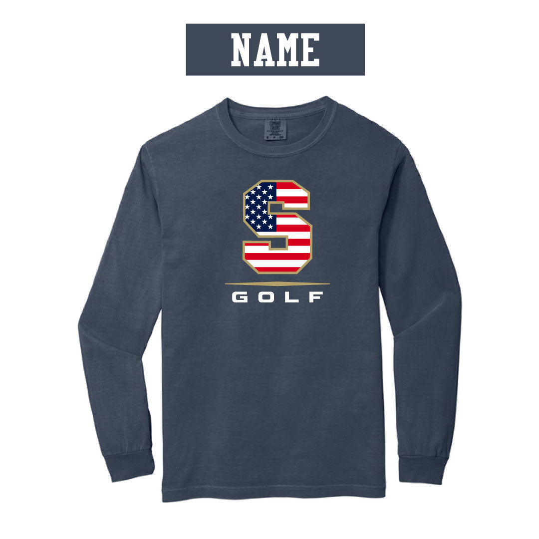 Staples Boys Golf Comfort Color Long Sleeve Logowear Staples Boys Golf Navy Adult S