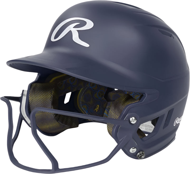 Rawlings Mach Hi-VIZ Batting Helmet w/ Viz Softball Facemask Equipment Rawlings/Easton Navy Junior