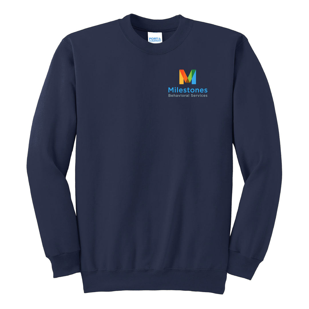 Milestones Crewneck Sweatshirt Logowear Milestones Behavioral Services Navy Youth S