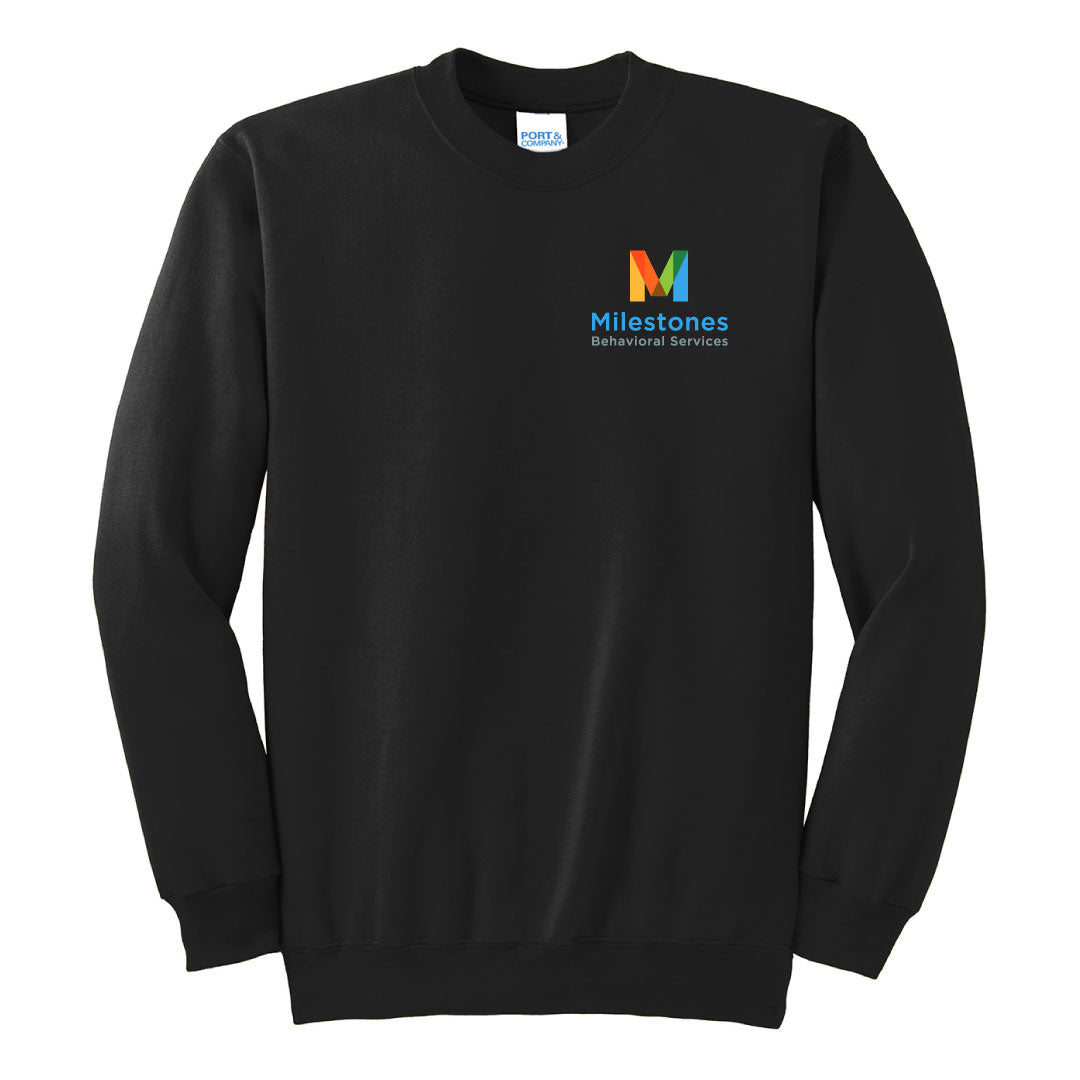 Milestones Crewneck Sweatshirt Logowear Milestones Behavioral Services Black Youth S