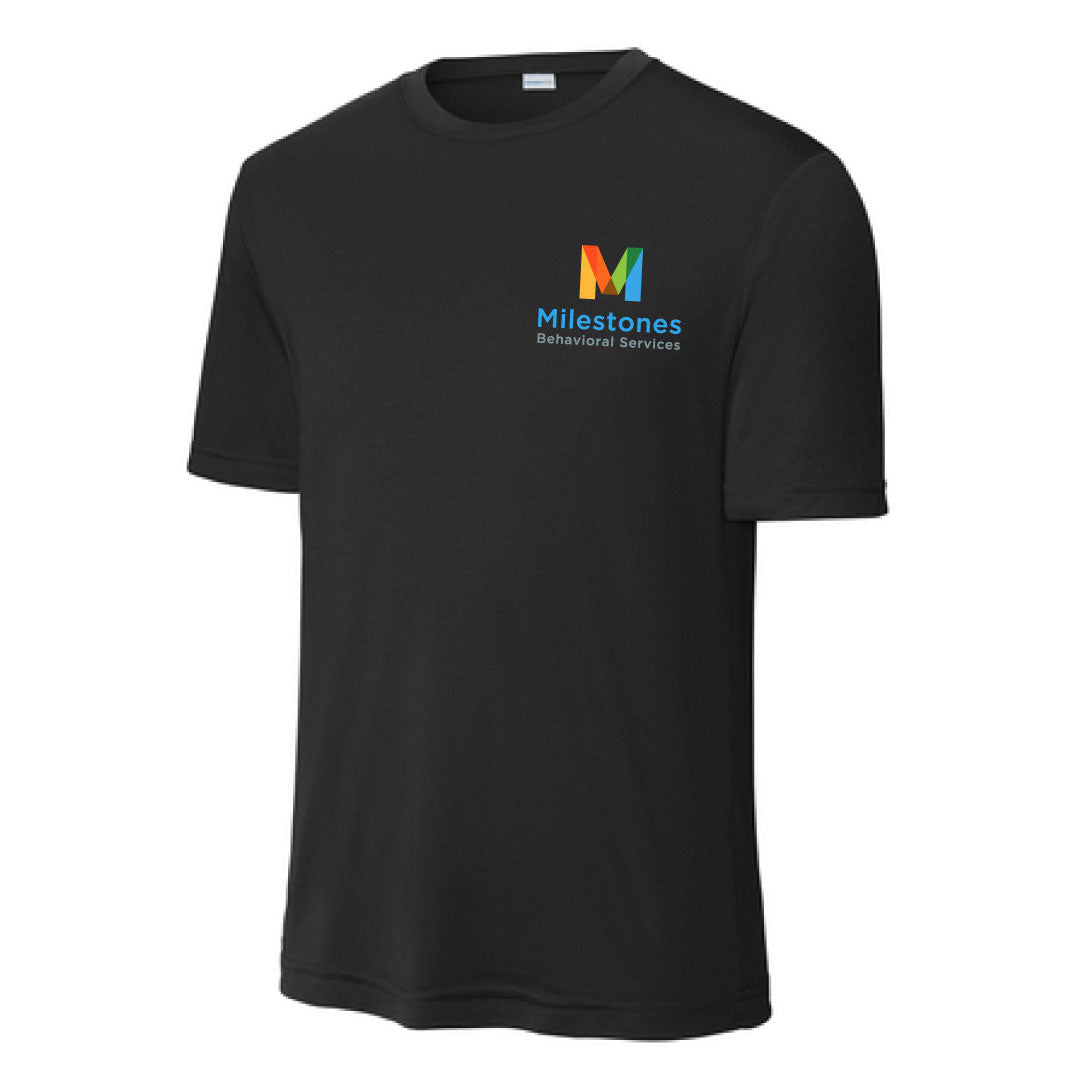 Milestones Performance Short Sleeve Logowear Milestones Behavioral Services Black Mens S