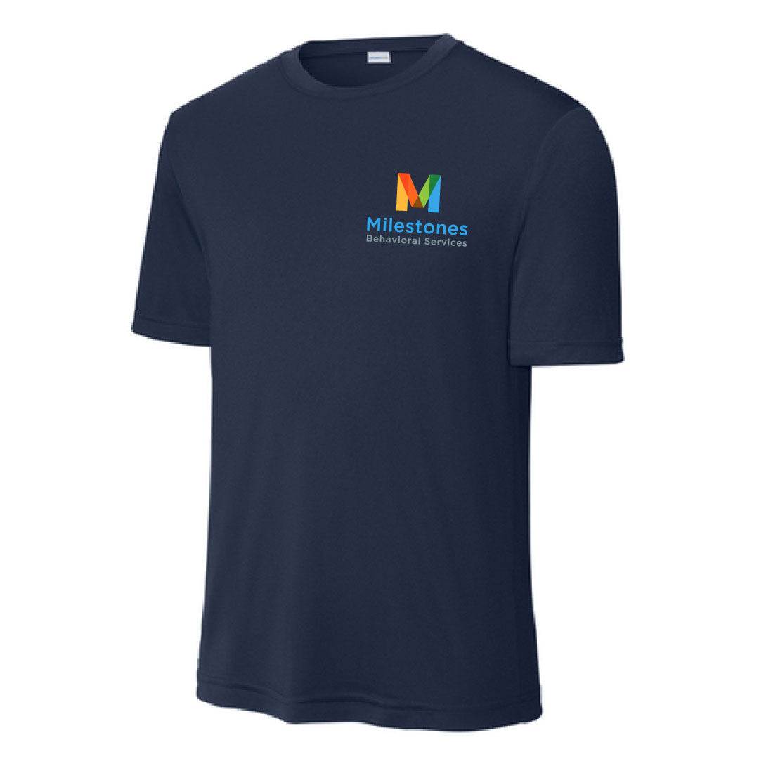Milestones Performance Short Sleeve Logowear Milestones Behavioral Services Navy Mens S