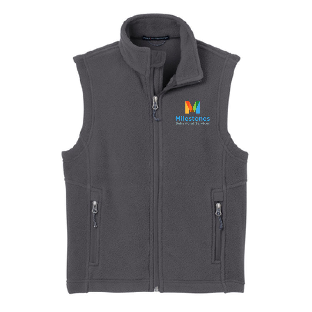 Milestones Micro Fleece Vest Logowear Milestones Behavioral Services Iron Grey Youth S