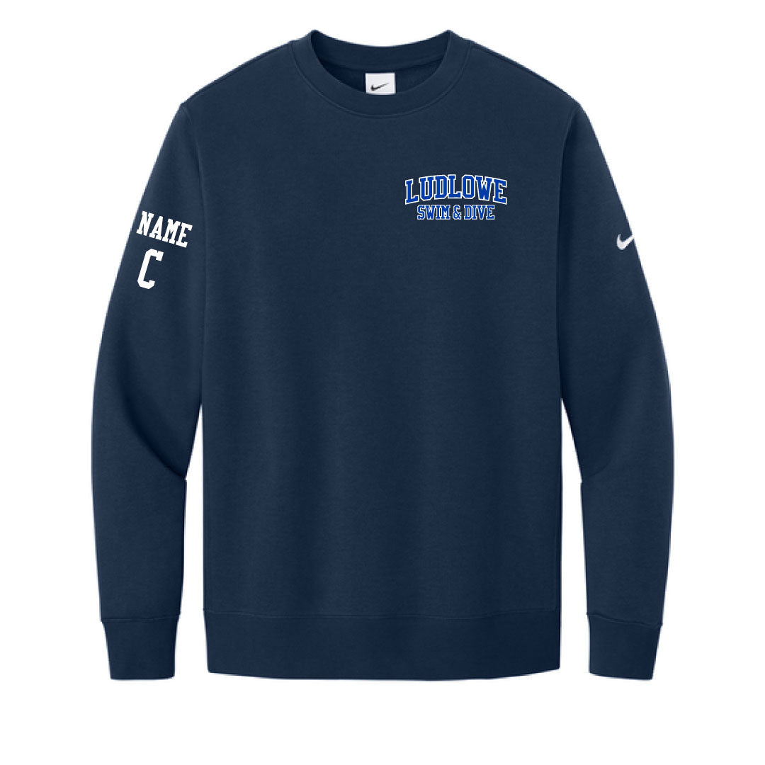 Ludlowe Girls Swim & Dive Nike Crewneck Sweatshirt -Embroidered Logo