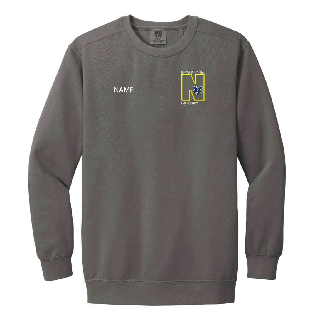 Norwalk Hospital Emergency Comfort Colors Crewneck Sweatshirt Logowear Norwalk Hospital Emergency Grey Adult S