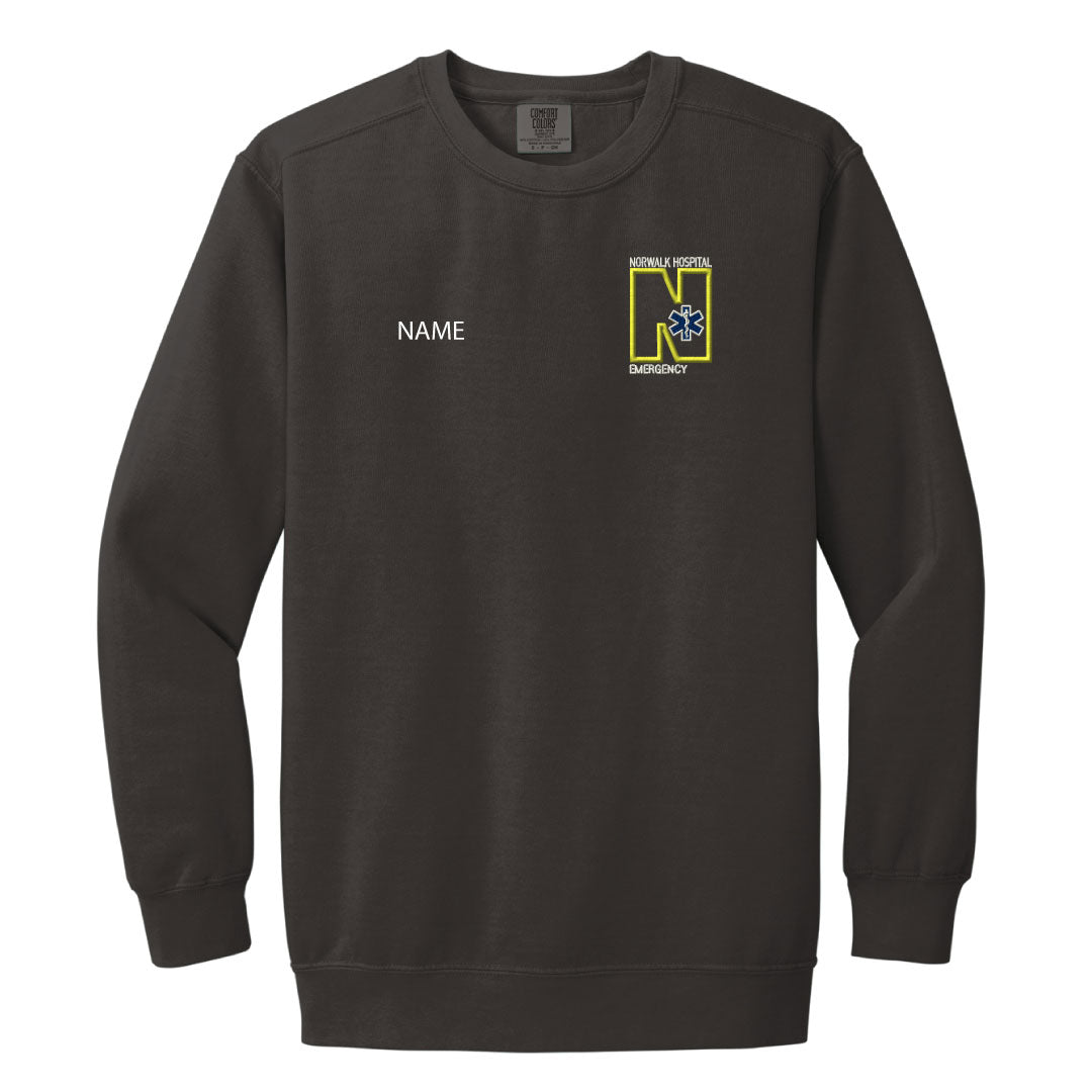 Norwalk Hospital Emergency Comfort Colors Crewneck Sweatshirt Logowear Norwalk Hospital Emergency Pepper Adult S